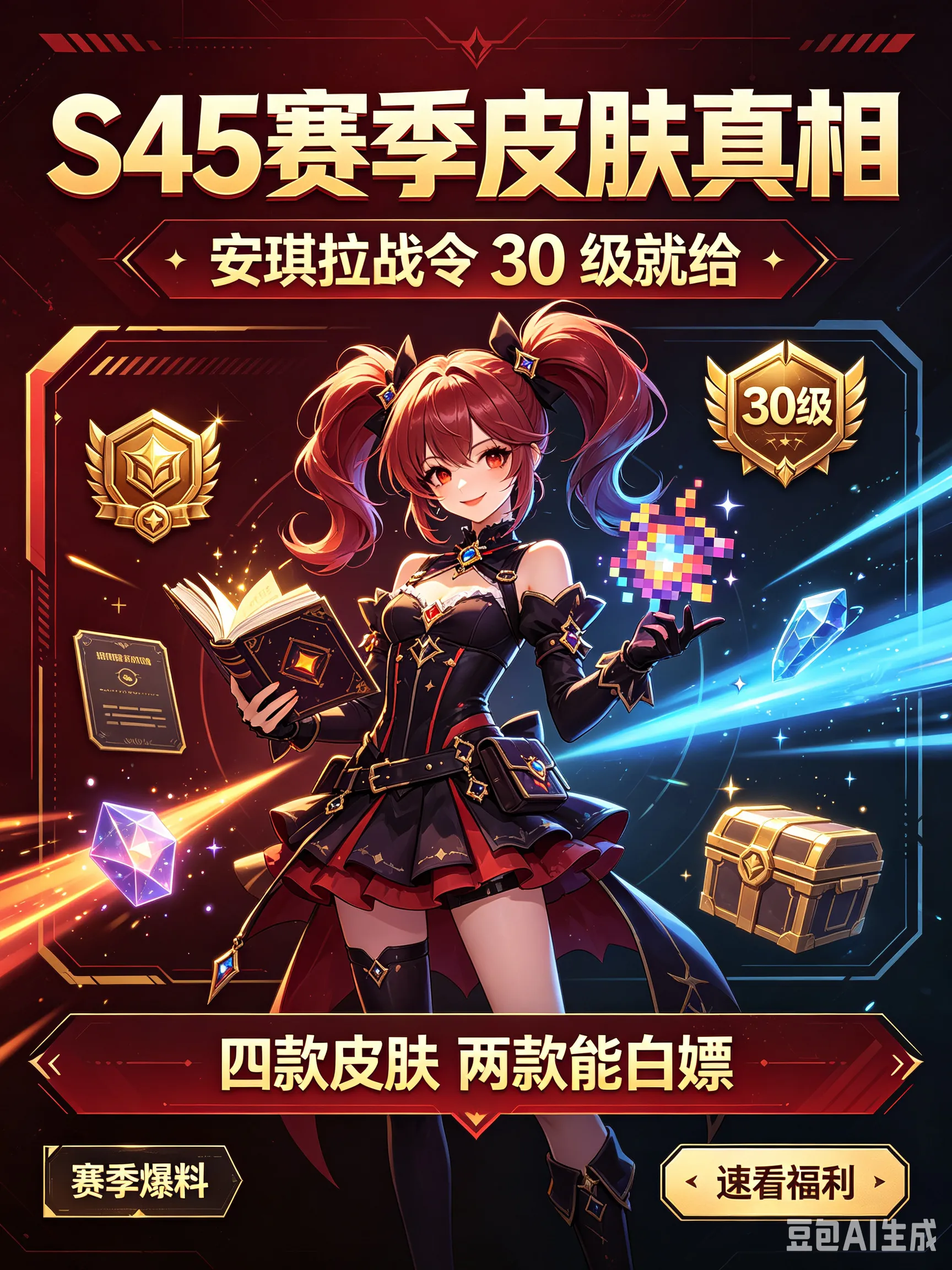 零氪党赢麻了？S45四款皮肤两款能白嫖，安琪拉30级就给(图1)