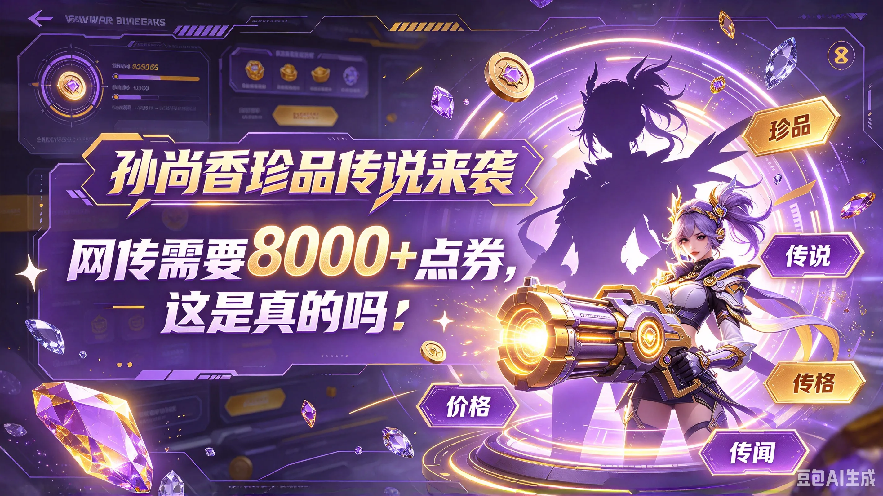 王者荣耀：孙尚香珍品传说来袭，网传需要8000+点券，这是真的吗(图1)