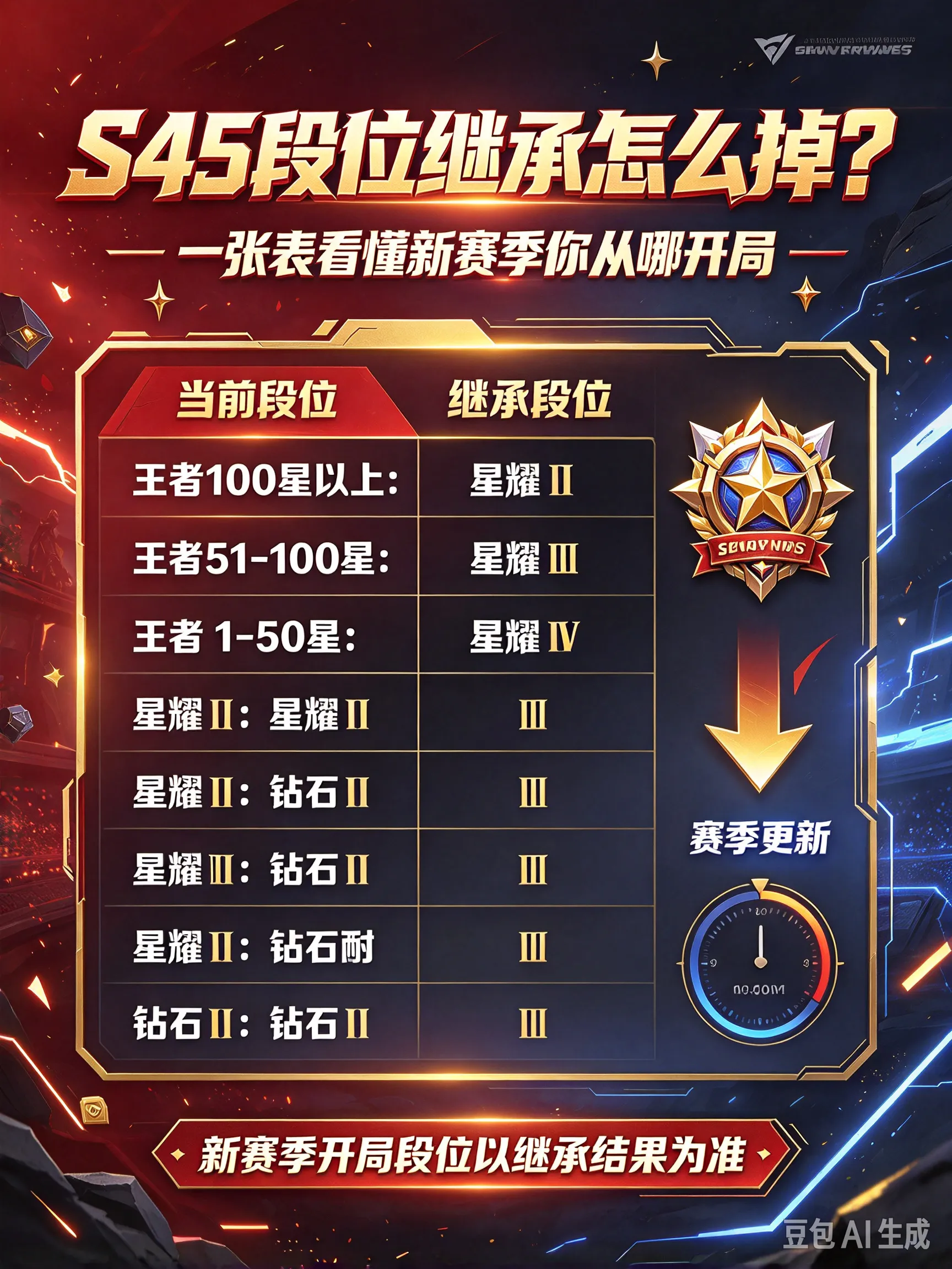 S45段位继承怎么掉？一张表看懂新赛季你从哪开局(图1)