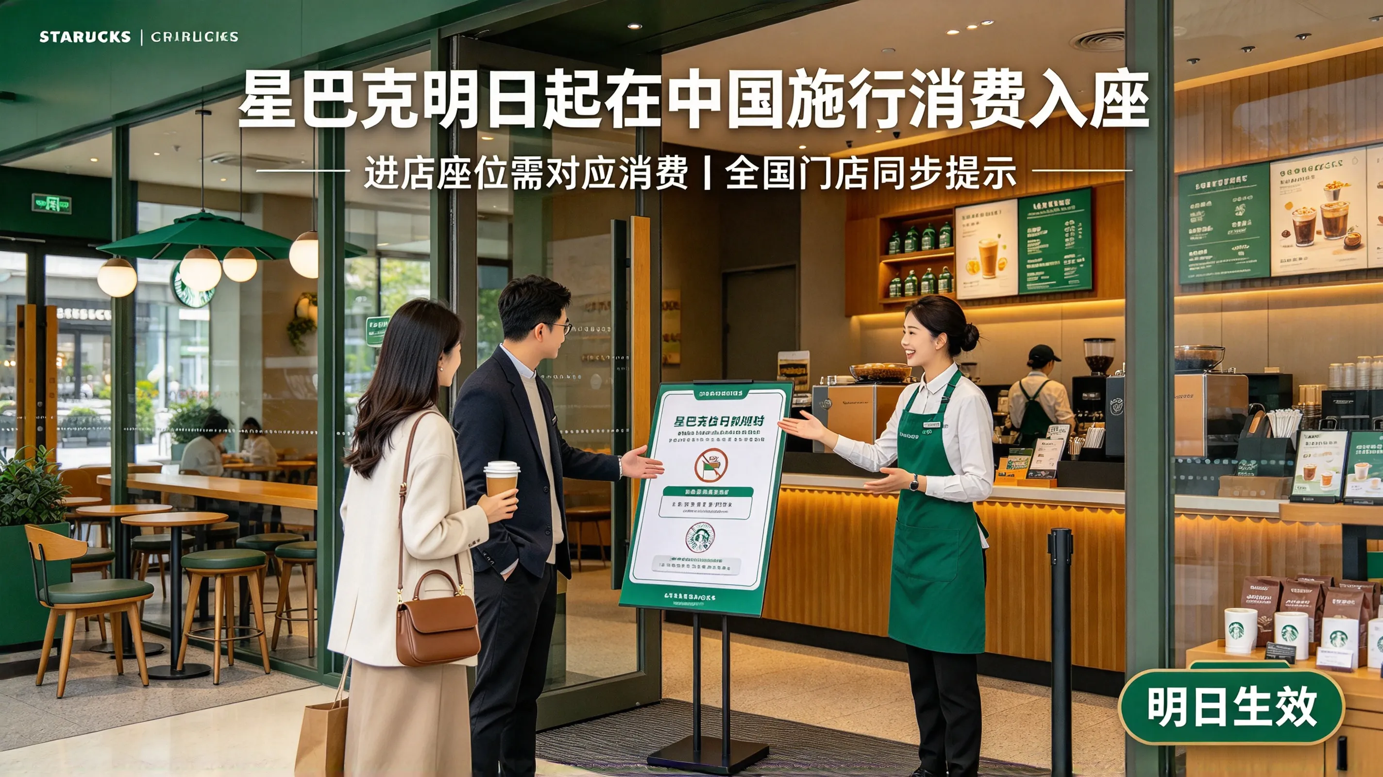 星巴克明日起在中国施行消费入座
